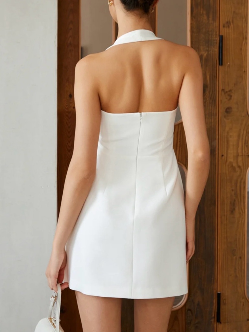 Commense White Halter Square-Neck Mini Dress - Picture 3 of 4